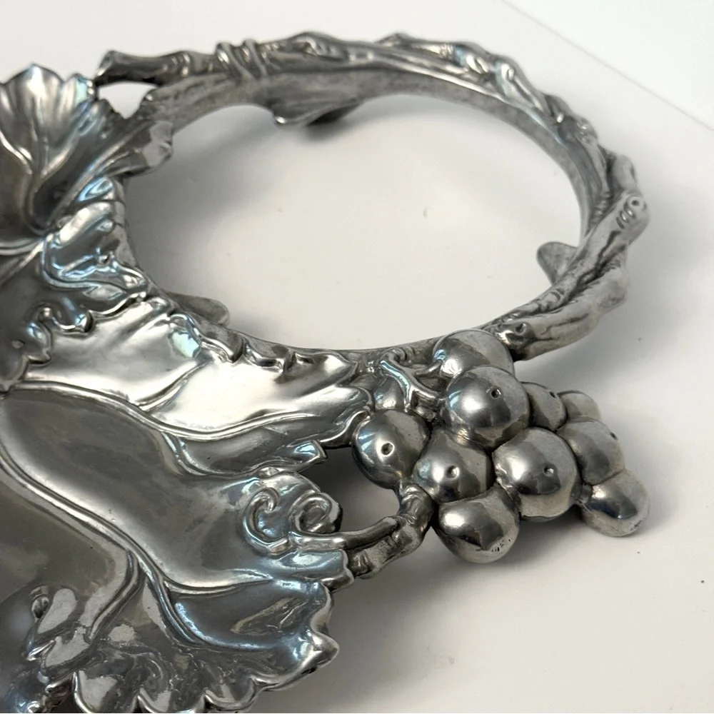 Arthur Court Cast Aluminum Grape Leaves Cheese Crackers Tray 2006